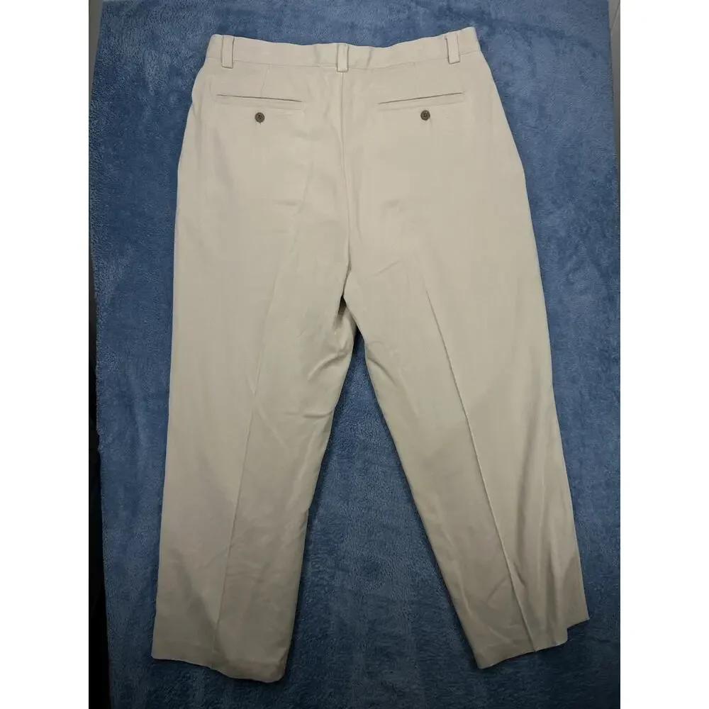 Tommy Bahama Mens 38x30 Tan 100% Silk Beige Dress Pants